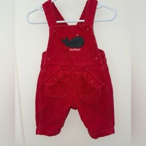vintage Oshkosh B'Gosh wide wale corduroy overalls w/applied whale infant 3-6mo